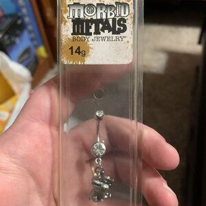 Morbid Metals 14g Alice in Wonderland themed belly button jewerly